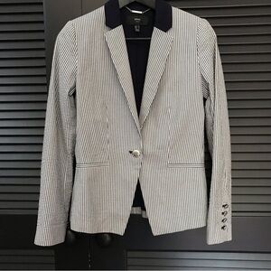Mango MNG Suit 100% Cotton Seersucker Blazer, Beautifully Tailored, Size 2